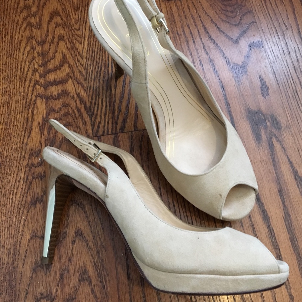 Cole Han nude suede shoes, Nike air soles